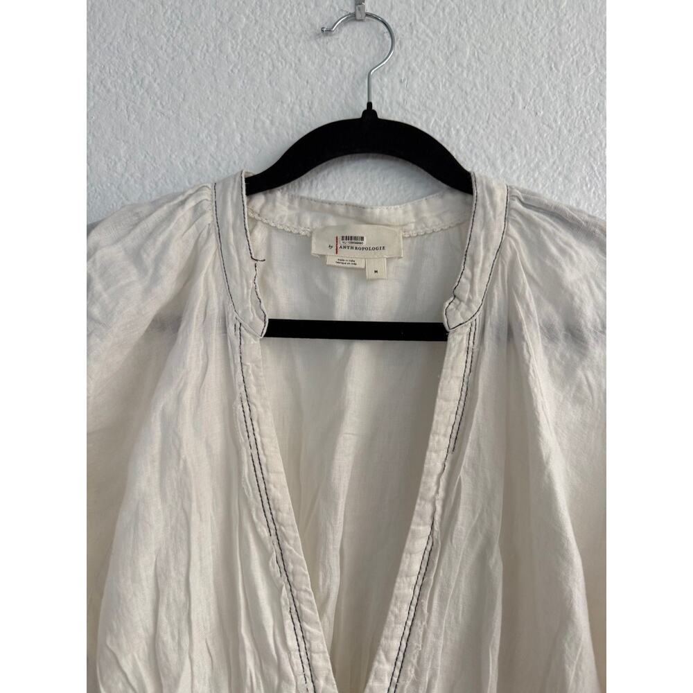 Anthropologie V-Neck white Corset Midi linen Shirt Dress Sz Medium - Picture 4 of 4
